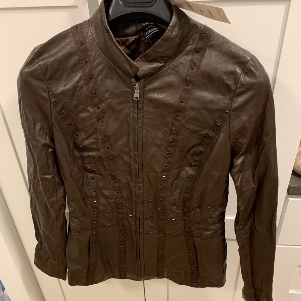 Leather jacket with studs